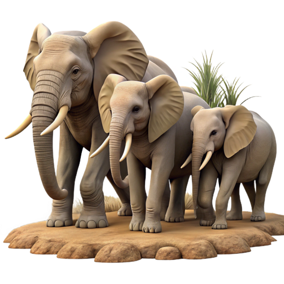 dramatic classic Elephant Herd Walking Across Savannah Transparent Cutout professional png