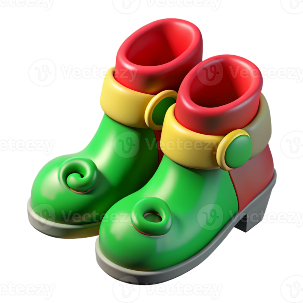 vibrant abstract Elf Shoes Curly Toed Green and Red Transparent Background png