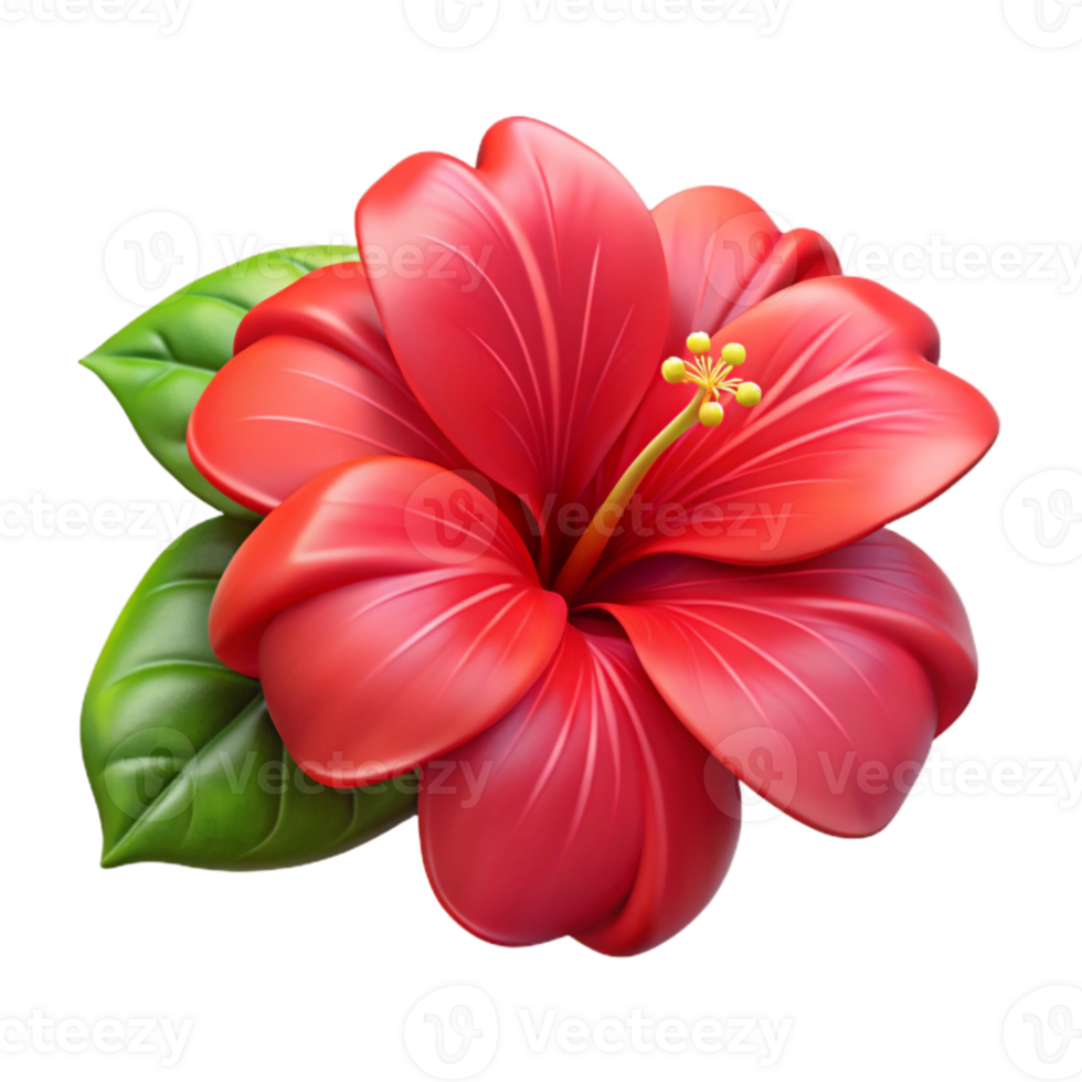 elegant traditional Tropical Flowers Hibiscus Bloom Vibrant Red Cutout premium png