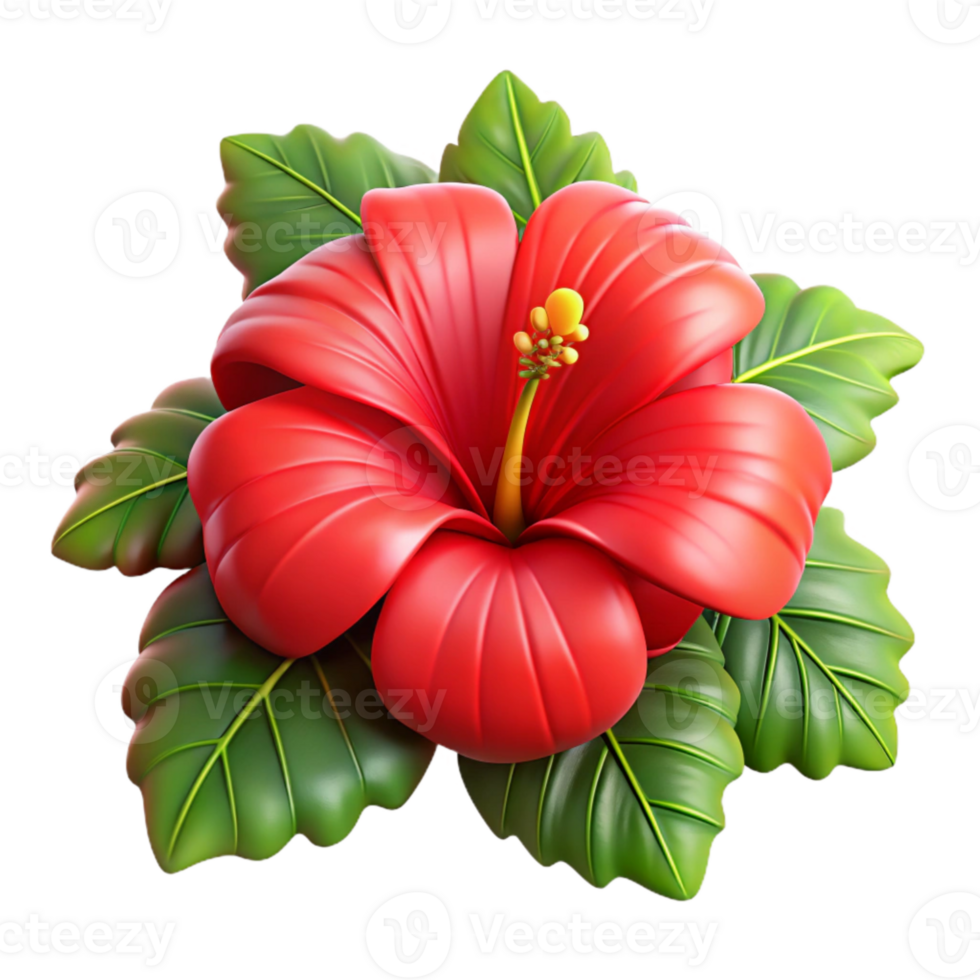 magnificent minimalist Tropical Flowers Hibiscus Bloom Vibrant Red Cutout high resolution png