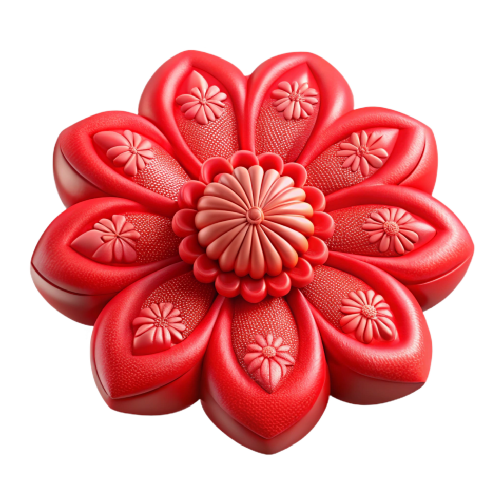vibrant abstract Embroidered Floral Pattern Bright Red Transparent Background professional png