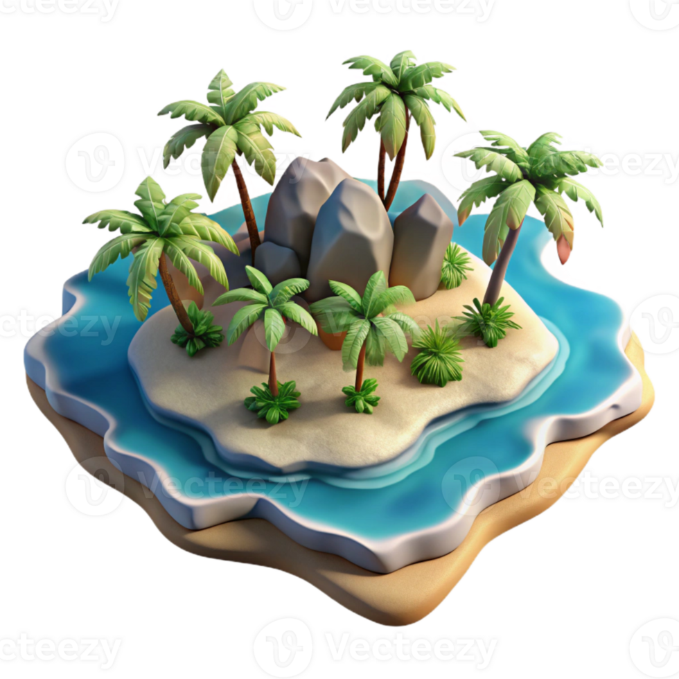 beautiful vintage Tropical Island Aerial Perspective Isolated high resolution png