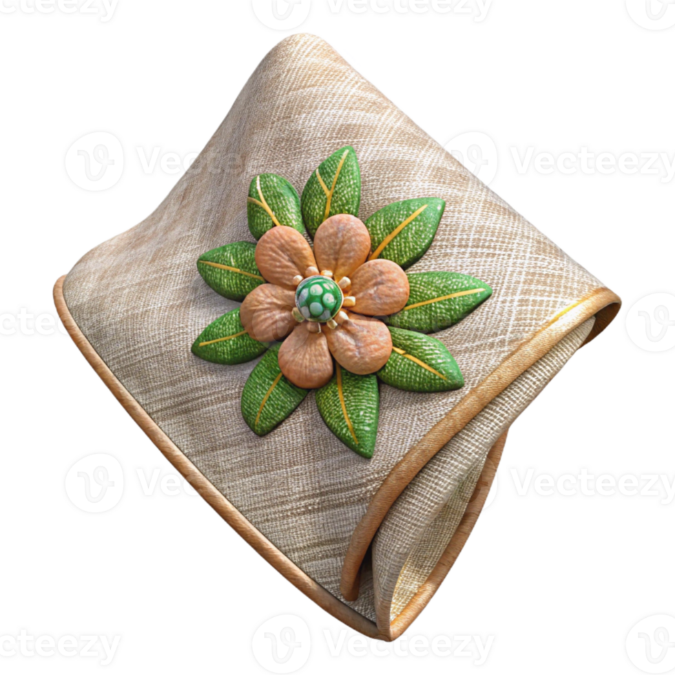 stunning modern Embroidered Linen Napkin Floral Motif Isolated png