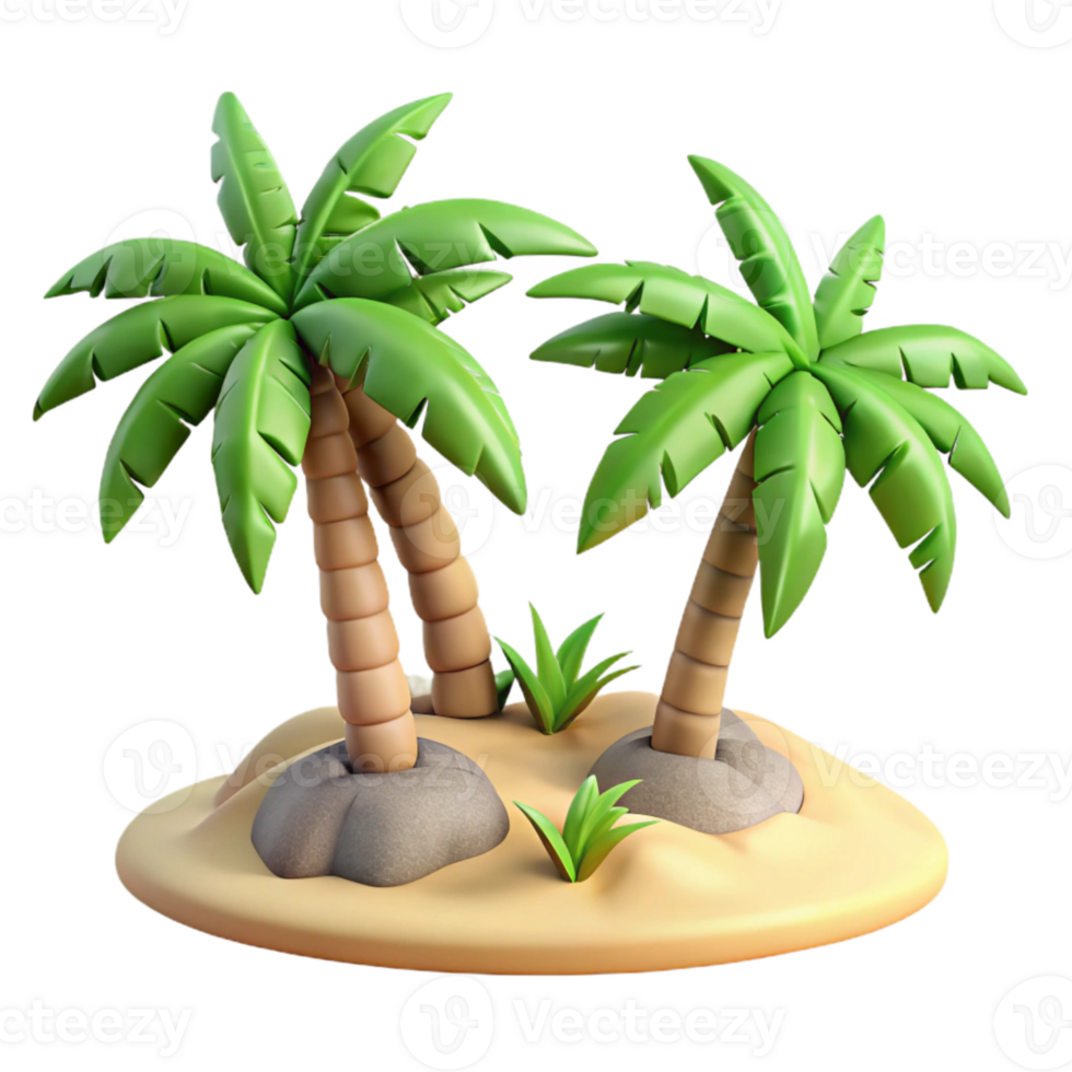 magnificent creative Tropical Island with Palm Trees Transparent high quality png