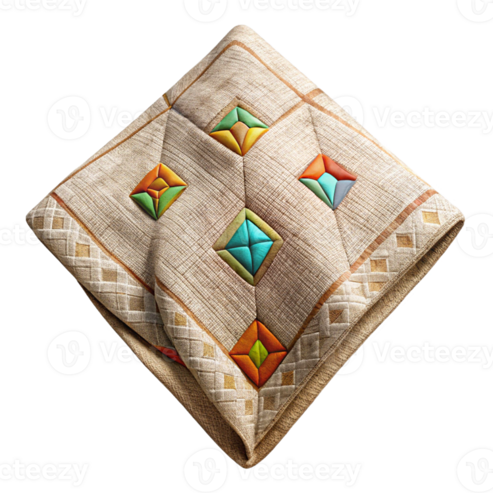 beautiful contemporary Embroidered Linen Napkin Geometric Pattern Transparent Background high resolution png