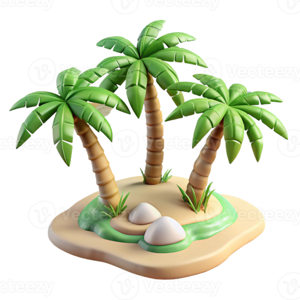 wonderful abstract Tropical Island with Palm Trees Transparent high resolution png