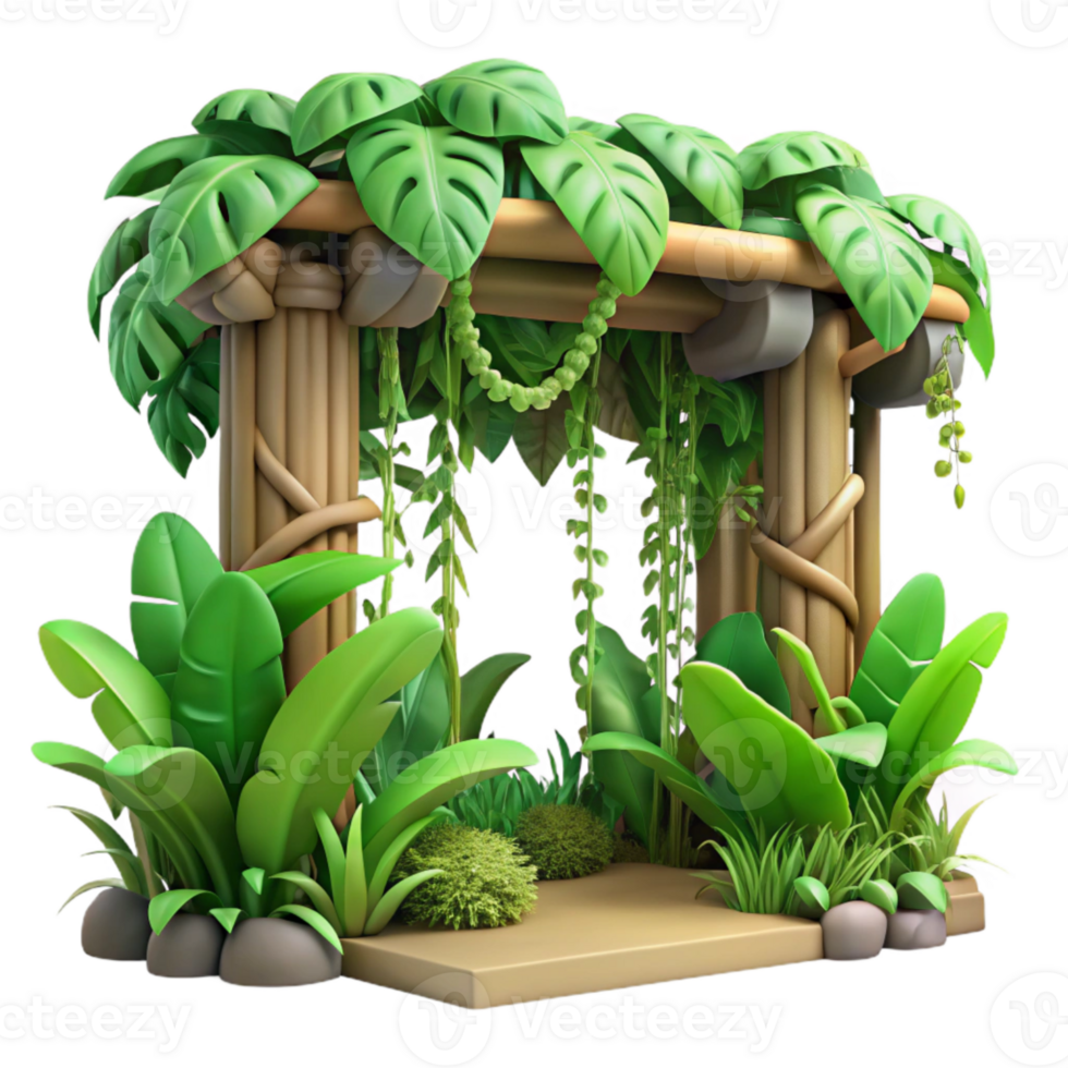 stunning vintage Tropical Jungle with Vines Cutout original png