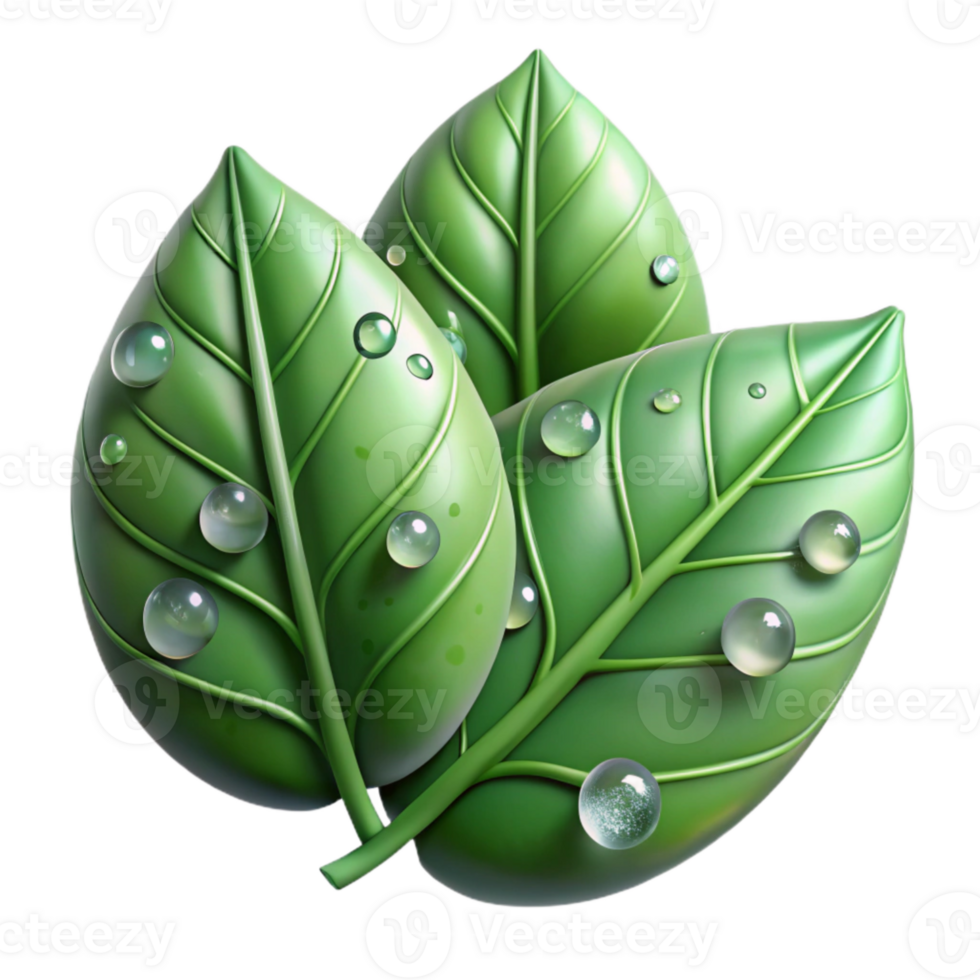 wonderful modern Tropical Leaves with Water Droplets Transparent Background professional png