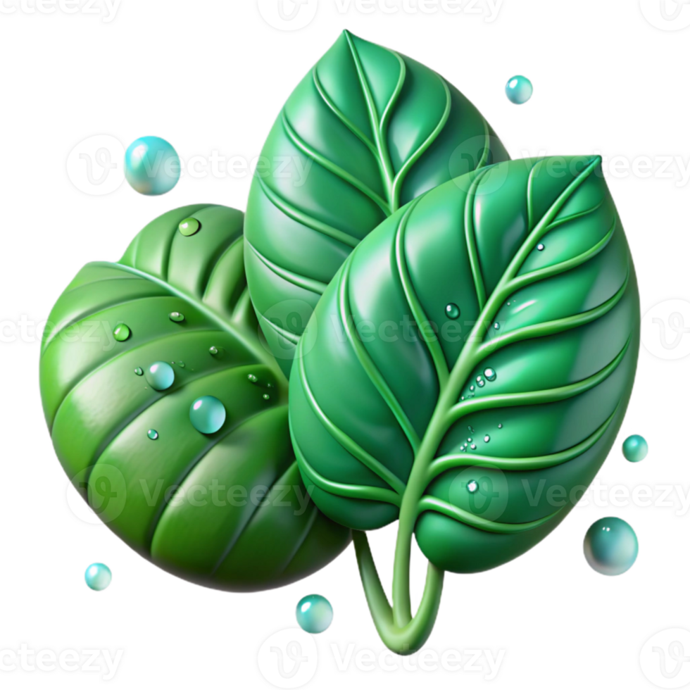 stunning rustic Tropical Leaves with Water Droplets Transparent Background premium png