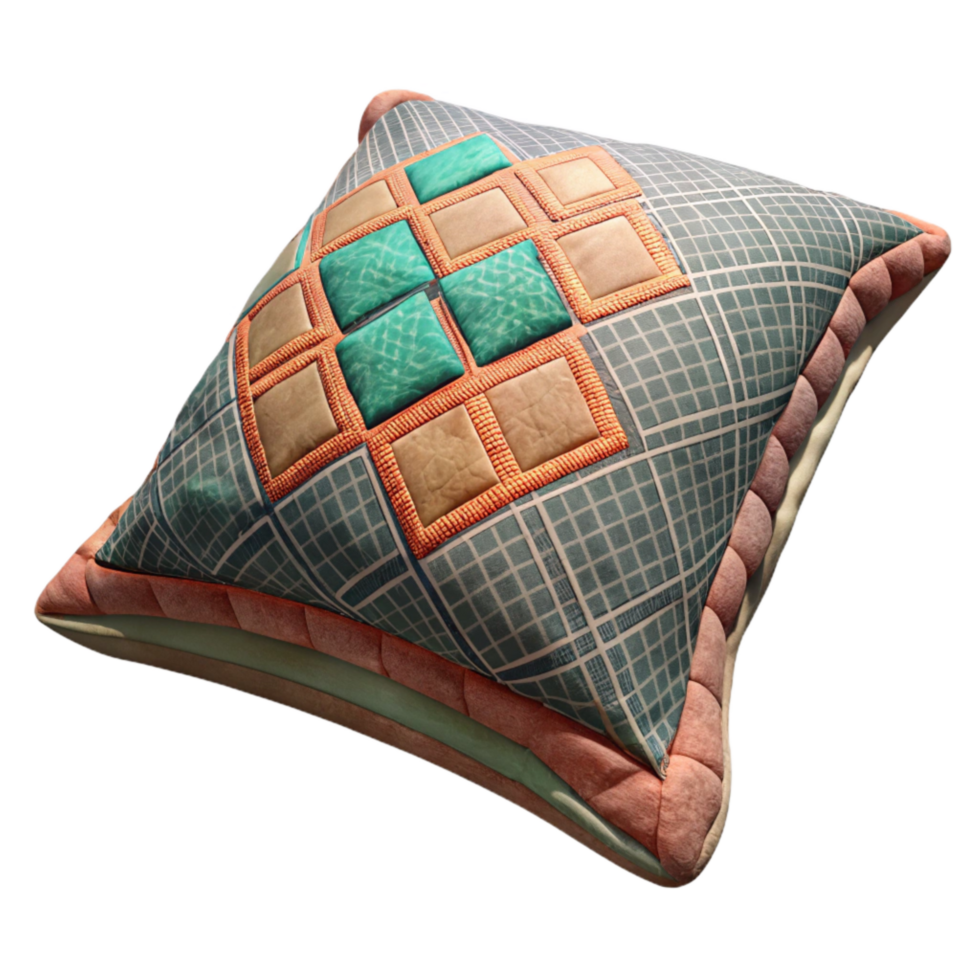 dramatic traditional Embroidered Pillowcase Geometric Pattern Isolated png