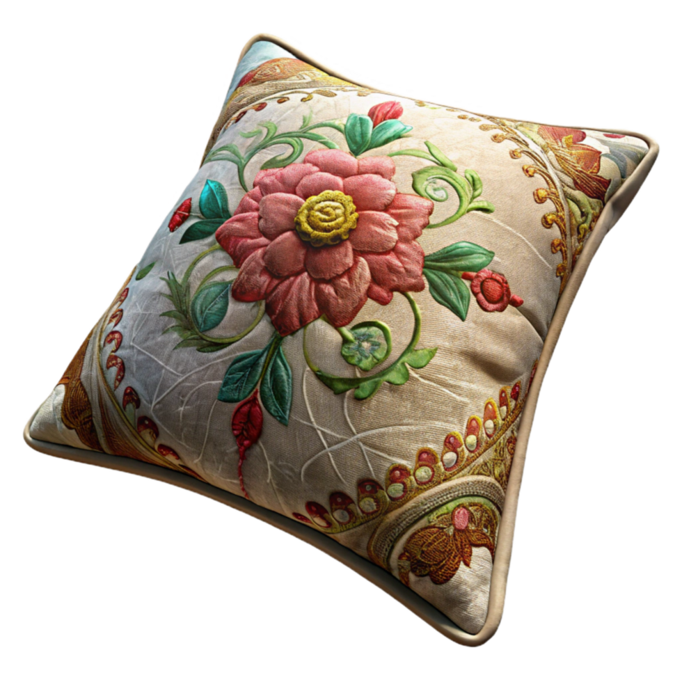 impressive modern Embroidered Pillow Sham Floral Pattern Isolated high quality png