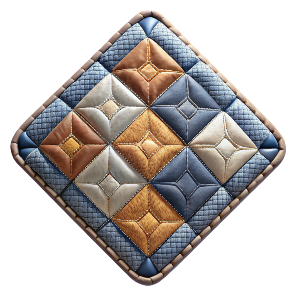 beautiful minimalist Embroidered Quilt Patchwork Design Isolated high quality png
