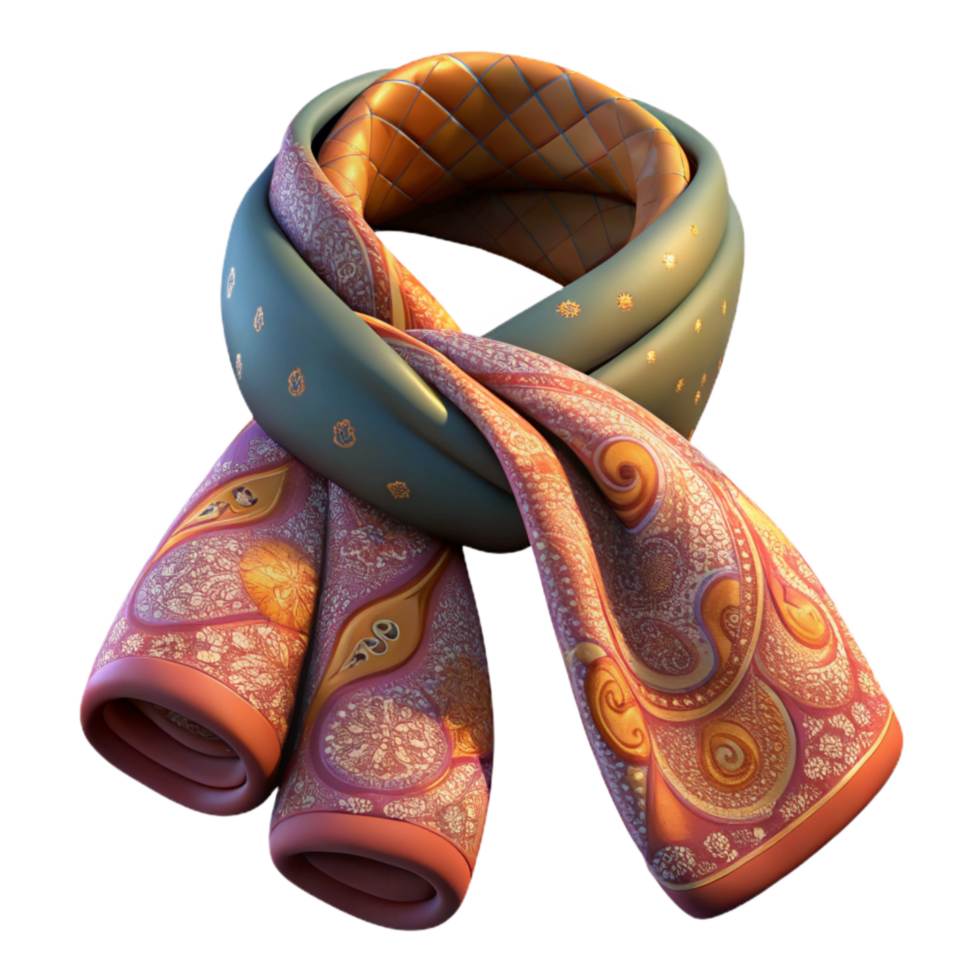 serene vintage Embroidered Scarf with Paisley Pattern Isolated high quality png