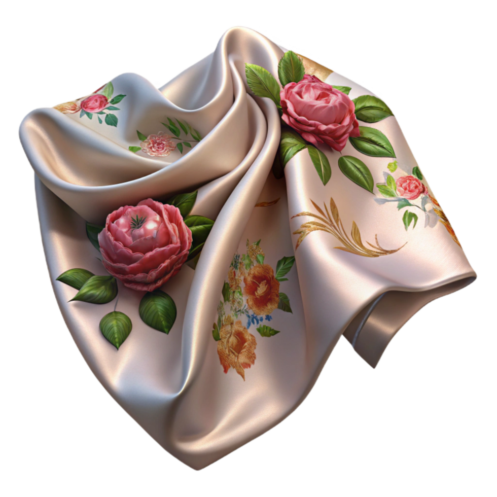 wonderful rustic Embroidered Silk Cloth Floral Design Transparent Background professional png