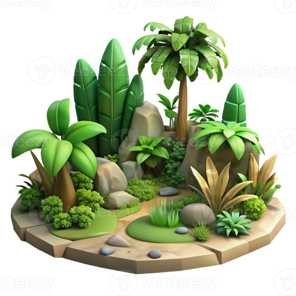 magnificent classic Tropical Rainforest Landscape with Lush Greenery Isolated high resolution png