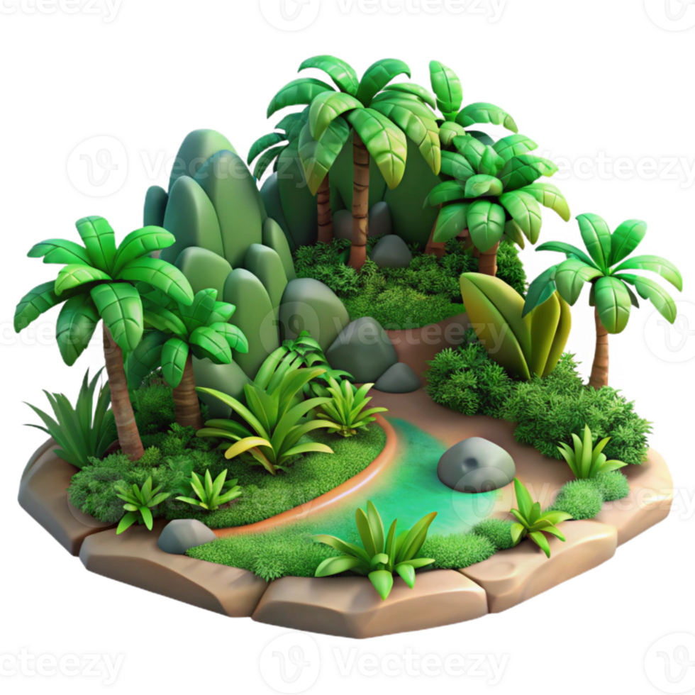 magnificent rustic Tropical Rainforest Landscape with Lush Greenery Isolated original png
