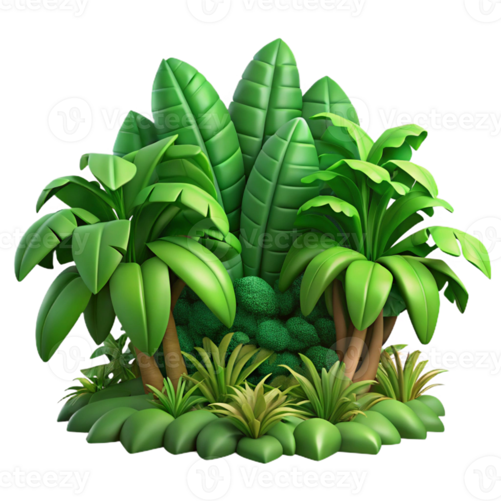 serene creative Tropical Rainforest Lush Green Foliage Isolated authentic png