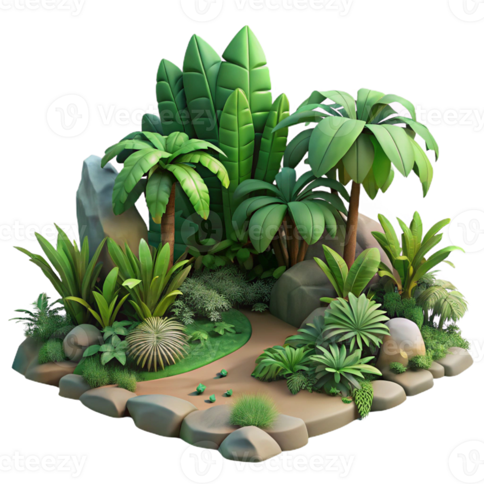 magnificent modern Tropical Rainforest Scene Isolated with Lush Vegetation high quality png