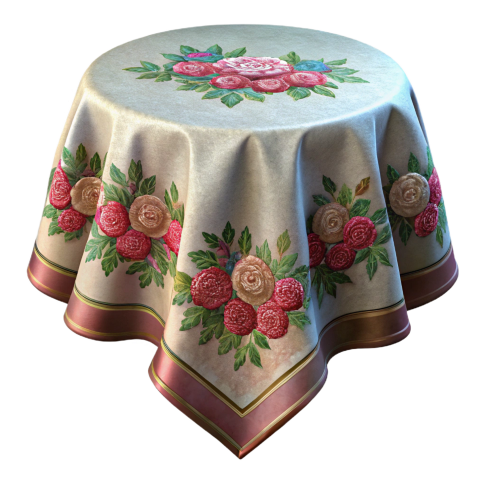 elegant modern Embroidered Tablecloth Floral Pattern Isolated genuine png