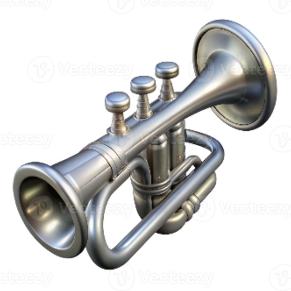 wonderful creative Trumpet Silver Finish Side View Isolated genuine png