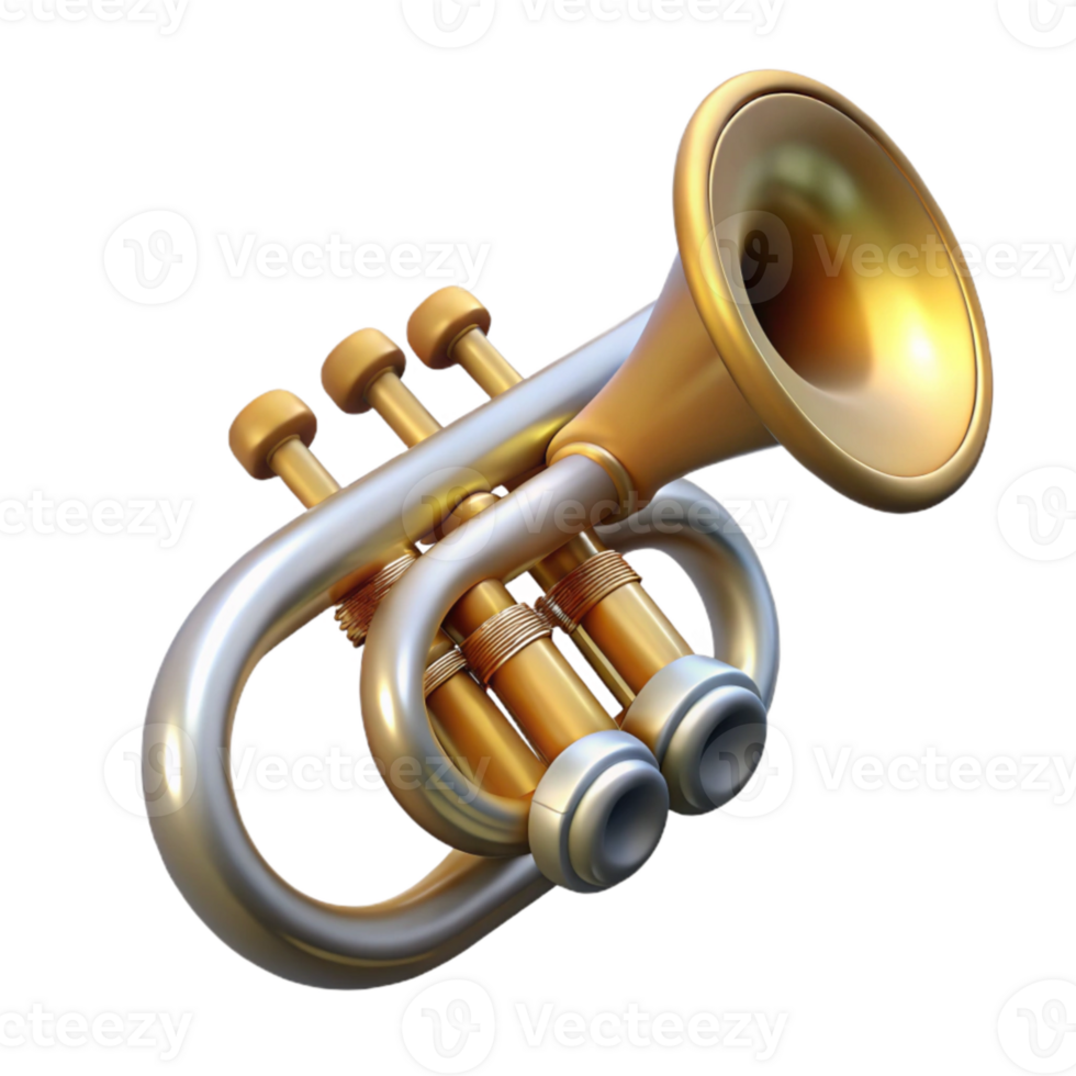 elegant minimalist Trumpet with Valves Isolated Element genuine png