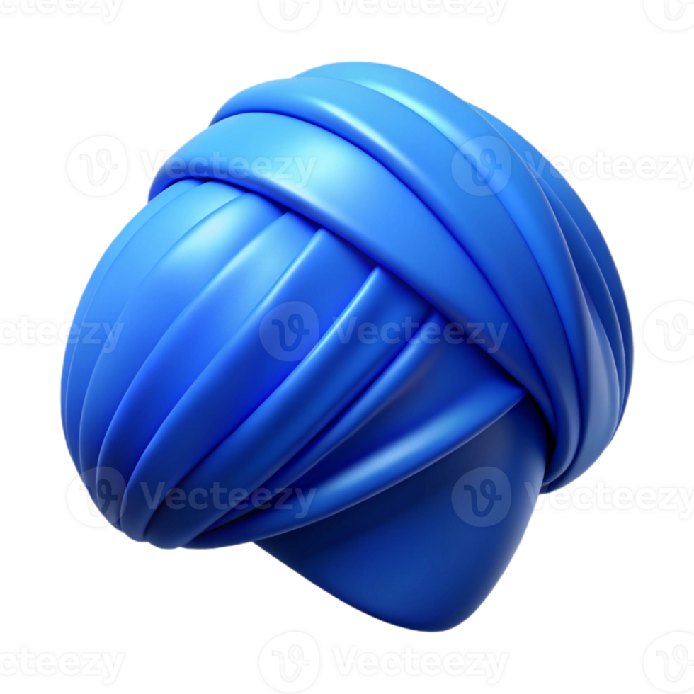 beautiful traditional Turban Wrapped Headwear Bright Blue Isolated authentic png