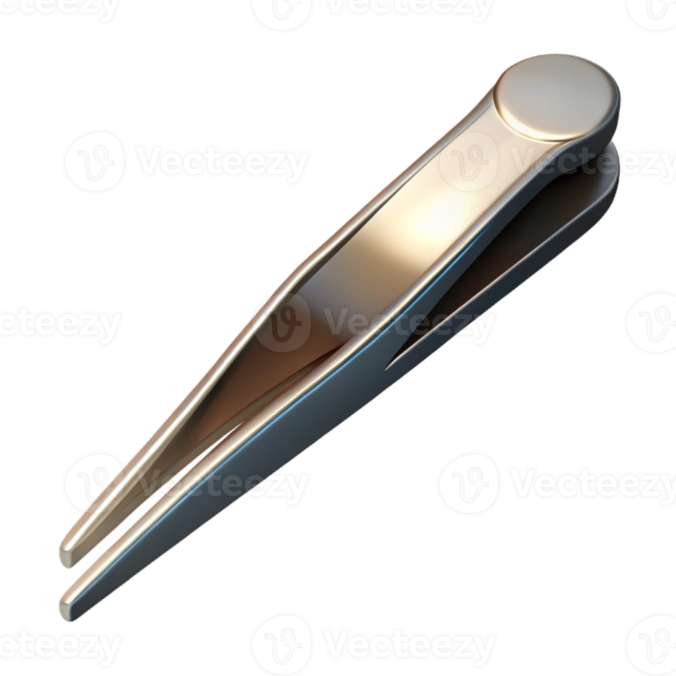 elegant modern Tweezers Slanted Tip Stainless Steel Isolated on Transparent Background png