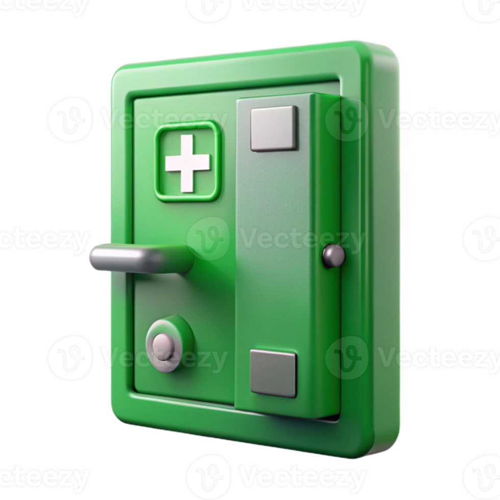 serene minimalist Emergency Exit Door Green with Push Bar Cutout detailed png