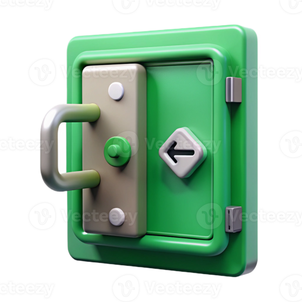 beautiful modern Emergency Exit Door Green with Push Bar Cutout authentic png