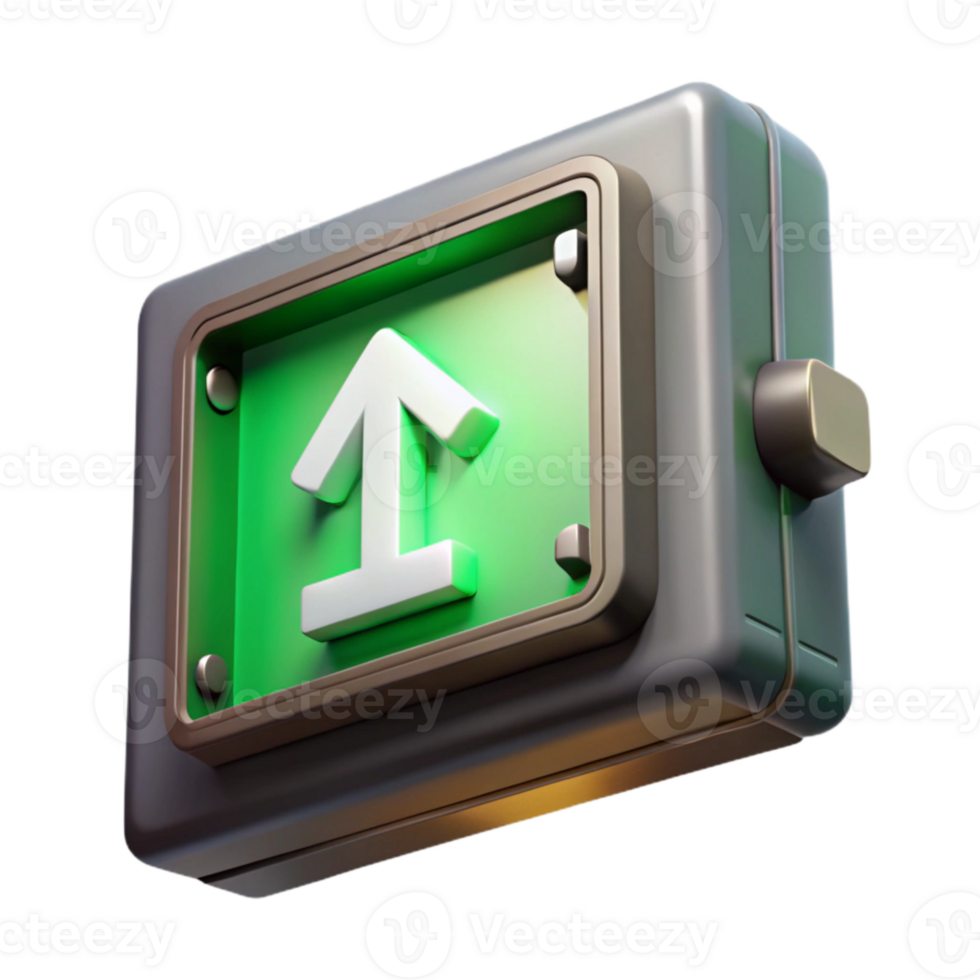 wonderful abstract Emergency Exit Sign Green Lit Isolated Cutout original png