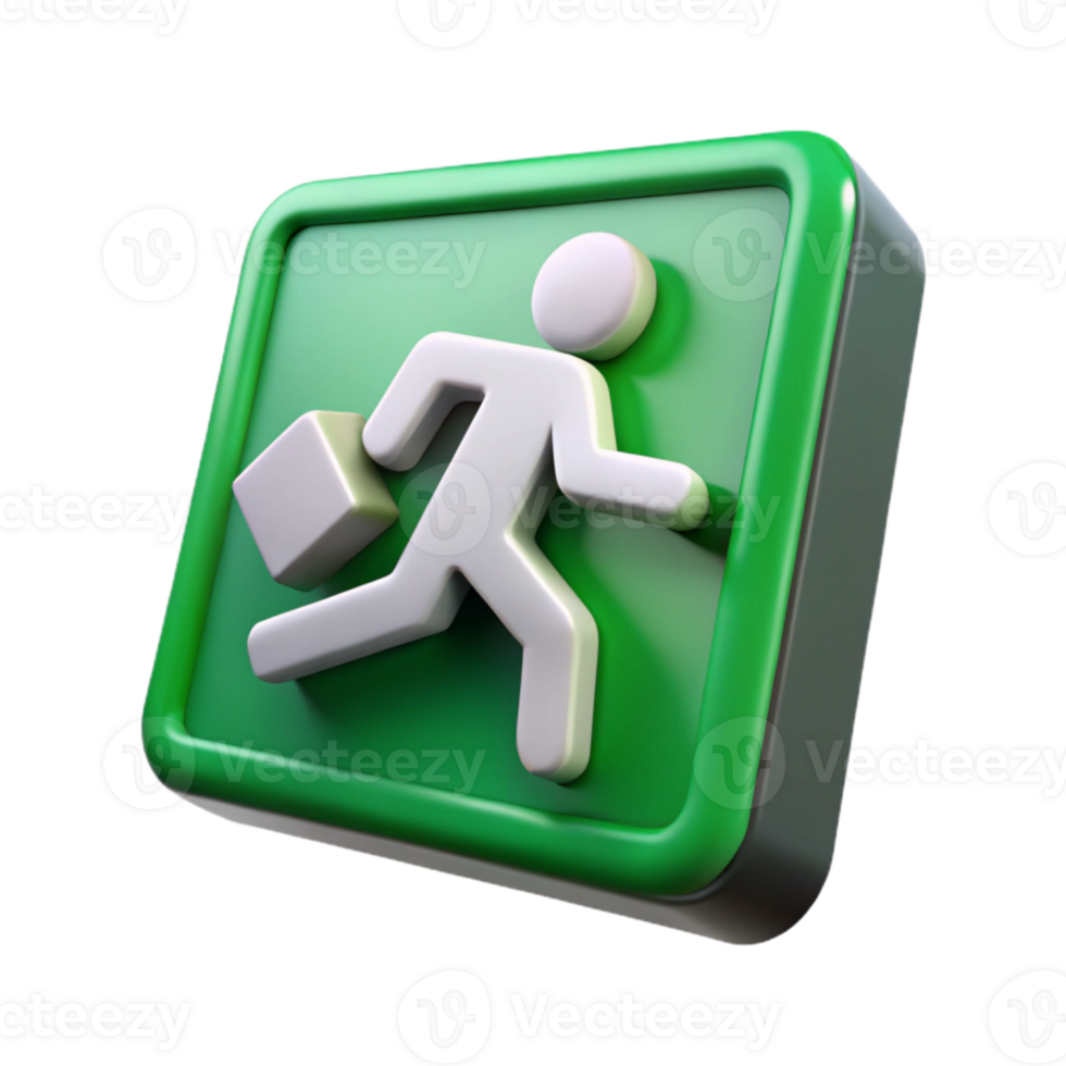 extraordinary classic Emergency Exit Sign Green Lit Isolated Cutout professional png
