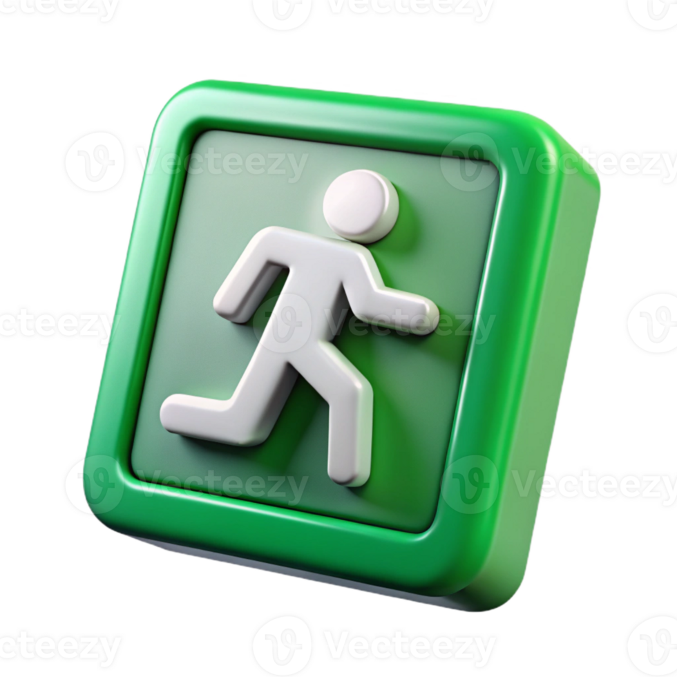 serene classic Emergency Exit Sign Green Lit Isolated Cutout high resolution png