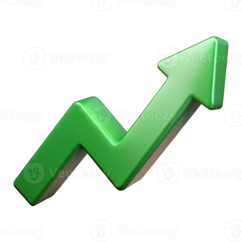 elegant modern Upward Arrow Growth Chart Green Gradient Cutout detailed png