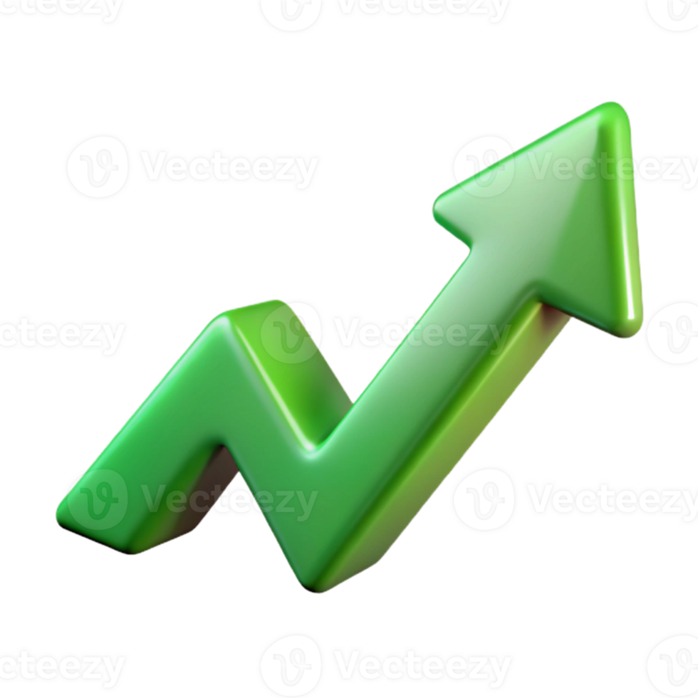impressive rustic Upward Arrow Growth Chart Green Gradient Cutout detailed png