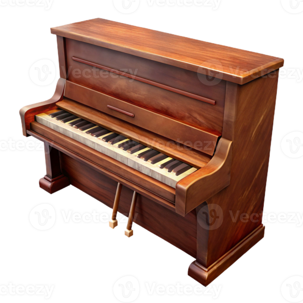 magnificent classic Upright Piano Mahogany Finish Isolated exclusive png