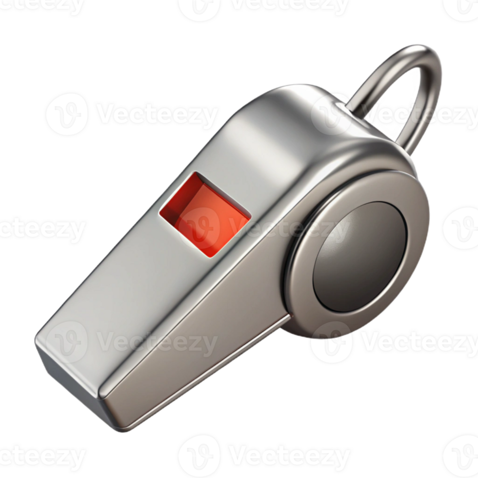 vibrant minimalist Emergency Whistle Silver Finish Transparent Background png