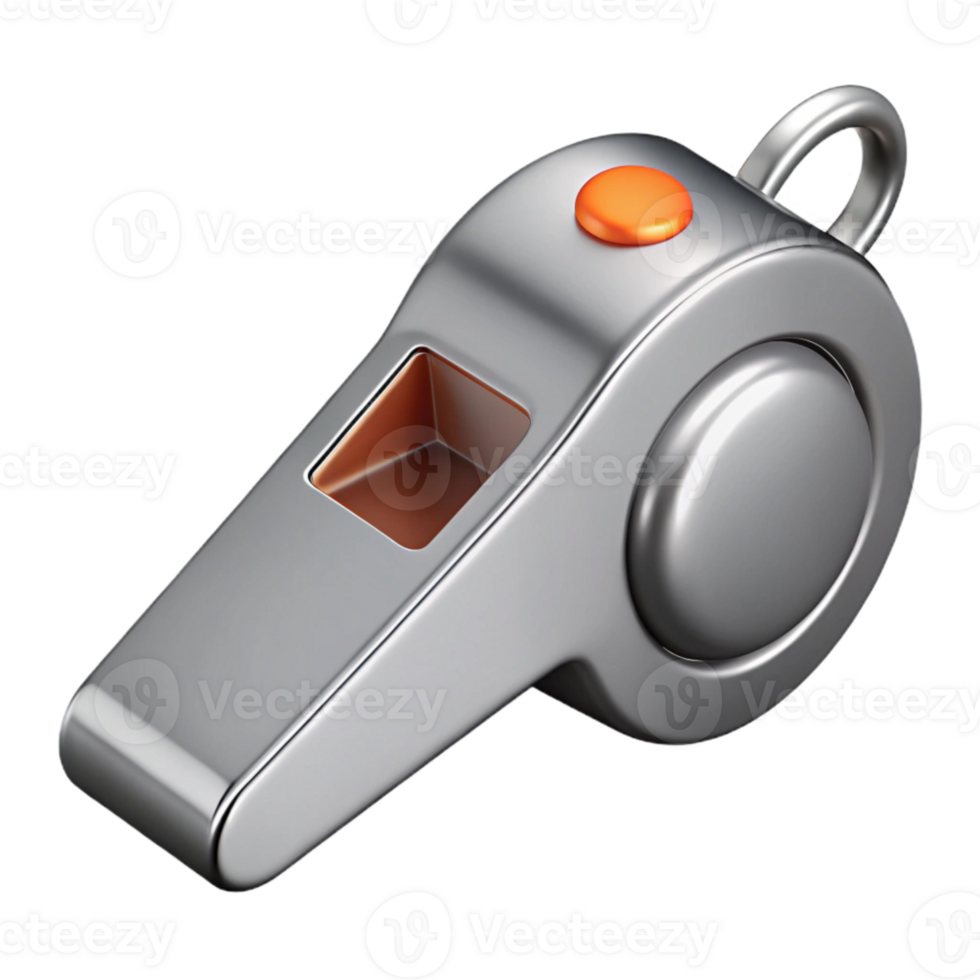 serene modern Emergency Whistle Silver Finish Transparent Background premium png
