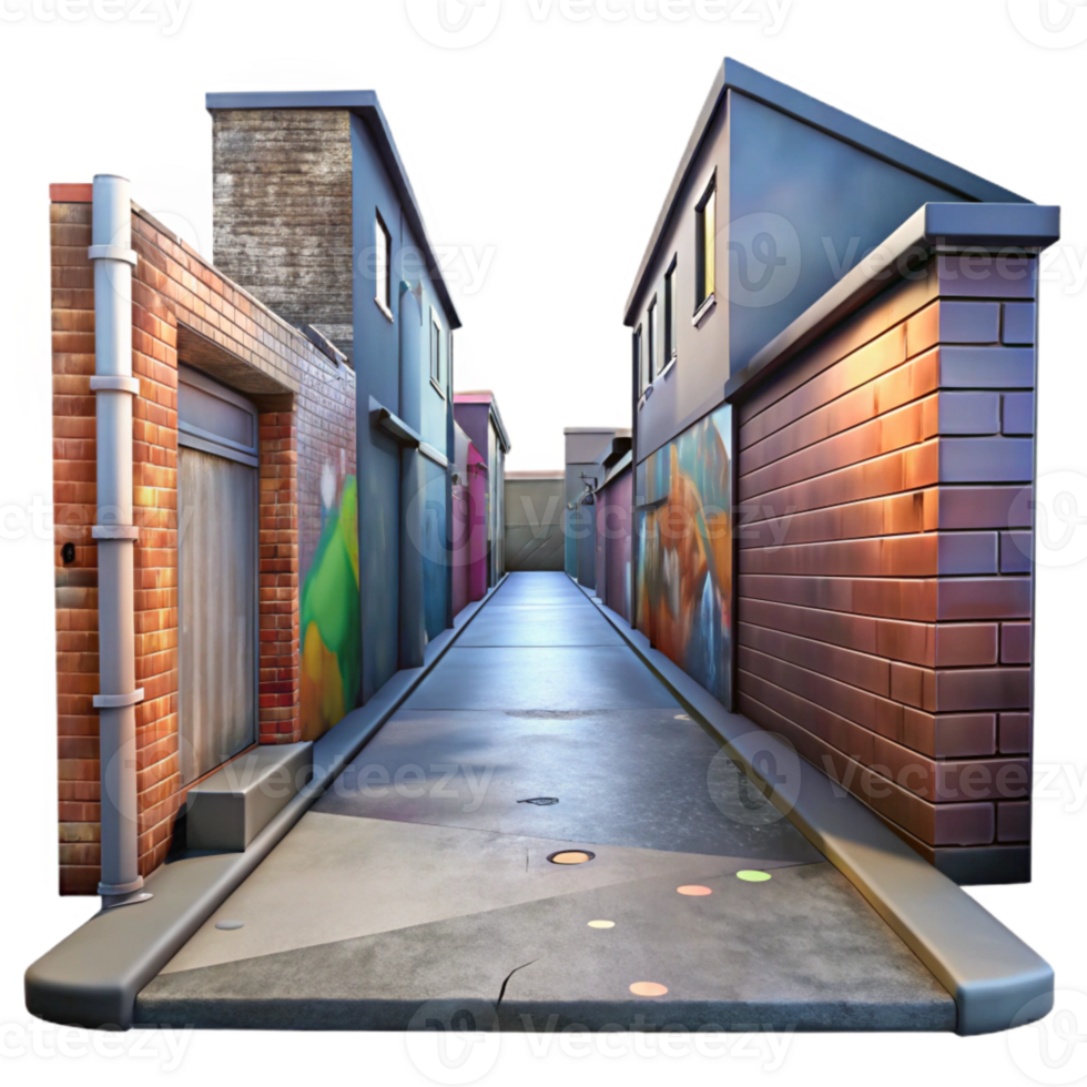 beautiful rustic Urban Alleyway Graffiti Art Isolated png