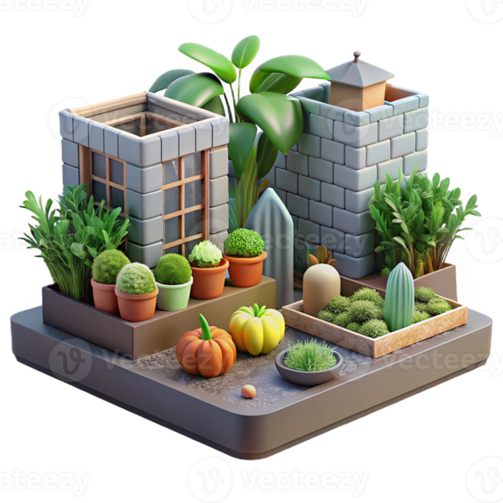 stunning abstract Urban Garden Herbs and Vegetables Isolated high resolution png