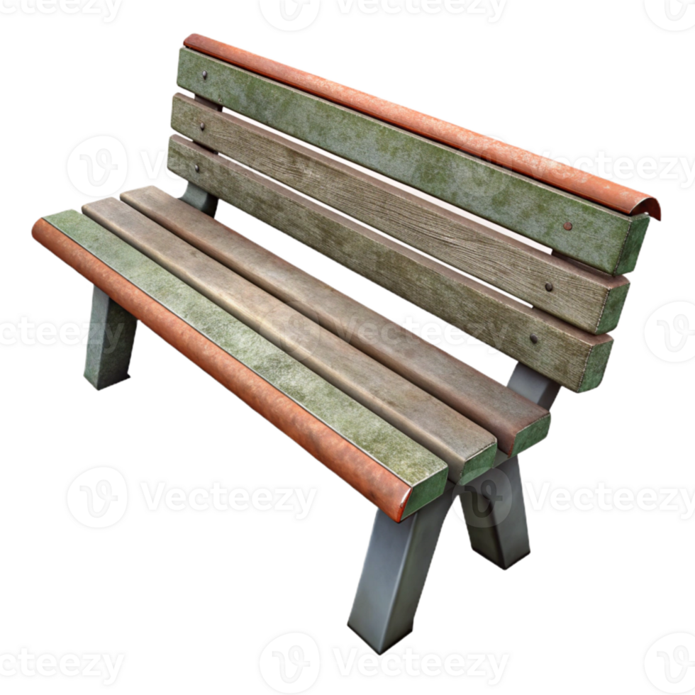 extraordinary rustic Urban Park Bench Side View Isolated authentic png