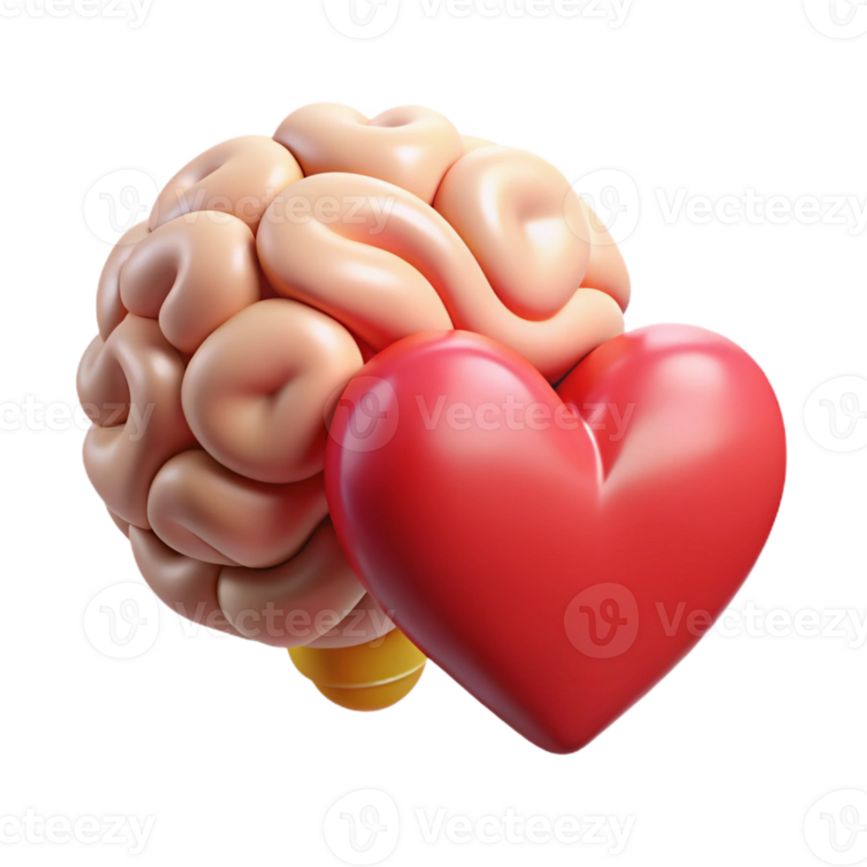 serene vintage Emotional Intelligence Training Icon Brain and Heart Transparent Background high quality png