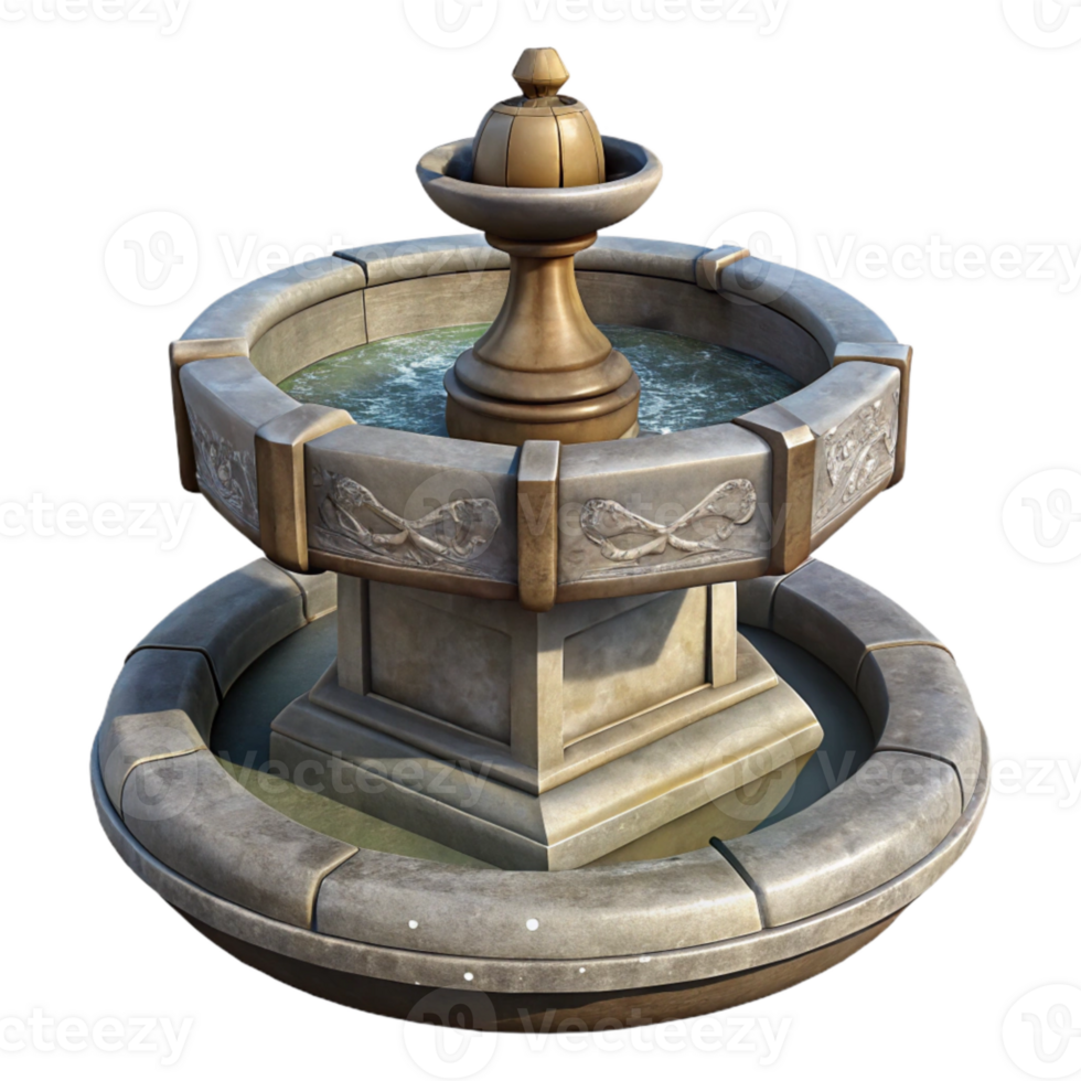 impressive artistic Urban Park Fountain with Sculptures Cutout detailed png