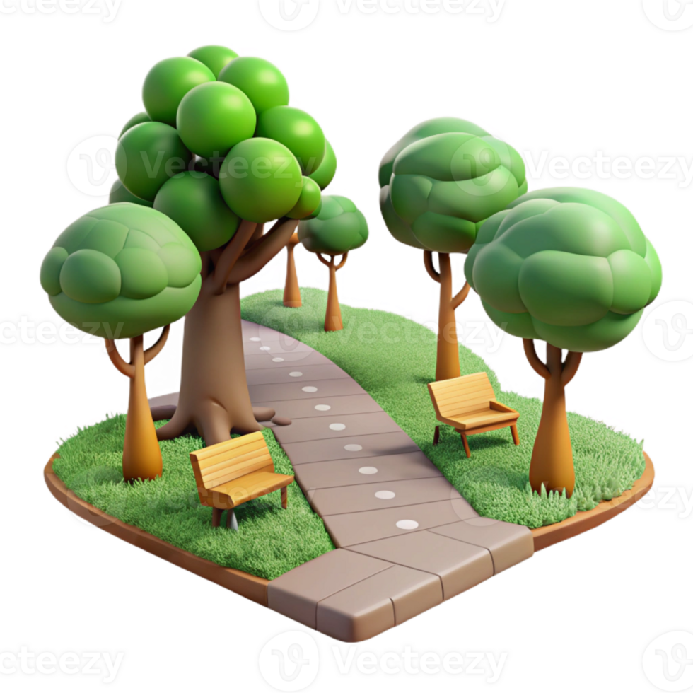 wonderful contemporary Urban Park Path with Trees Isolated premium png