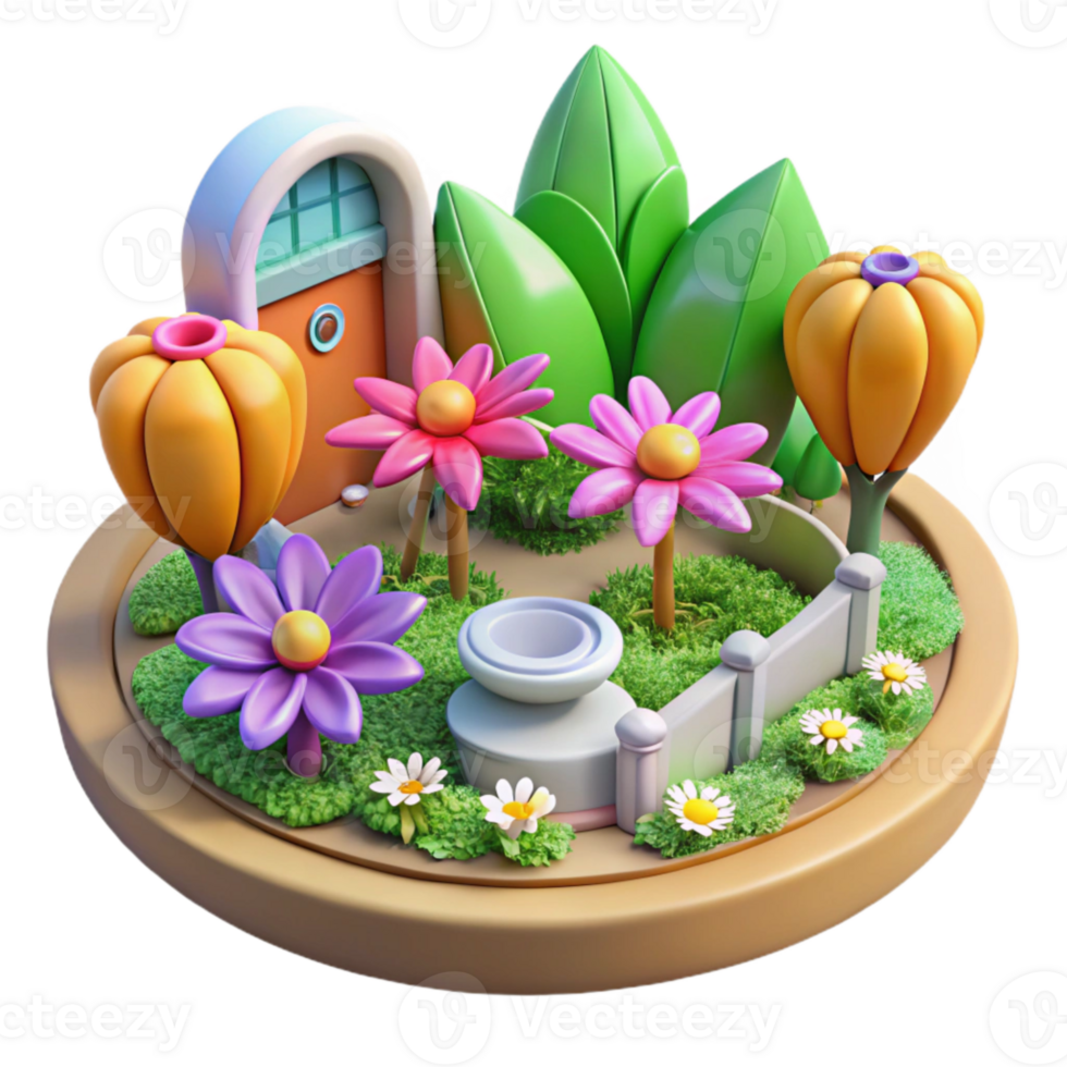 beautiful artistic Urban Park with Flowers Colorful Bloom Cutout exclusive png