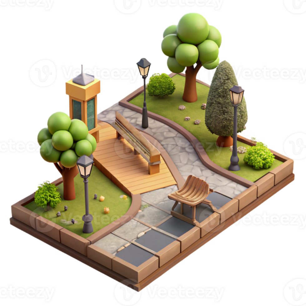 stunning creative Urban Park with Walking Path Cutout professional png