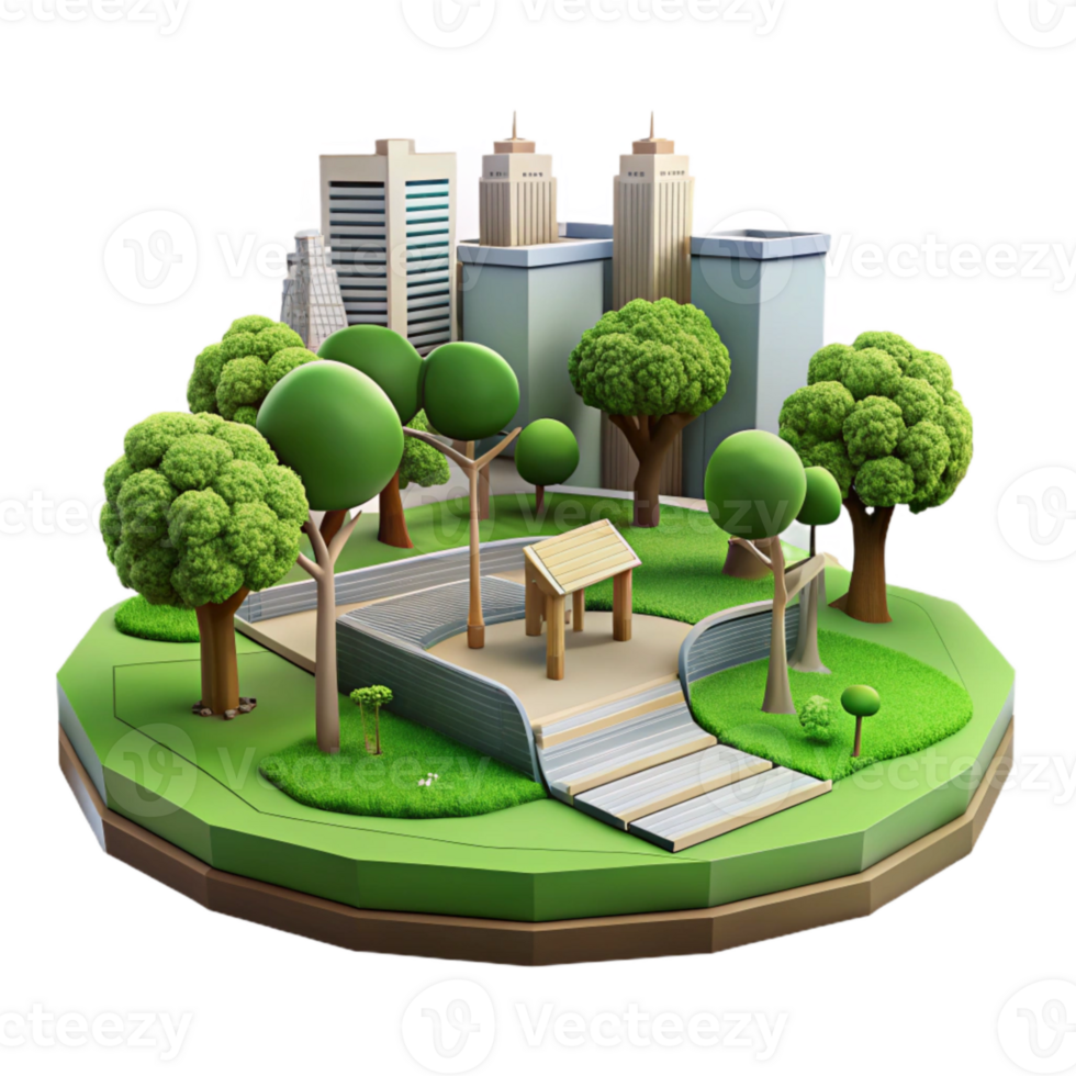 magnificent minimalist Urban Park with Trees Green Grass Cutout detailed png