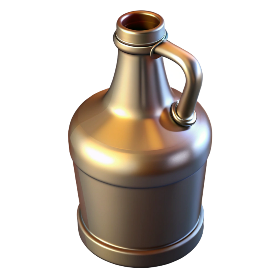 extraordinary rustic Empty Beer Growler with Black Cap Isolated premium png