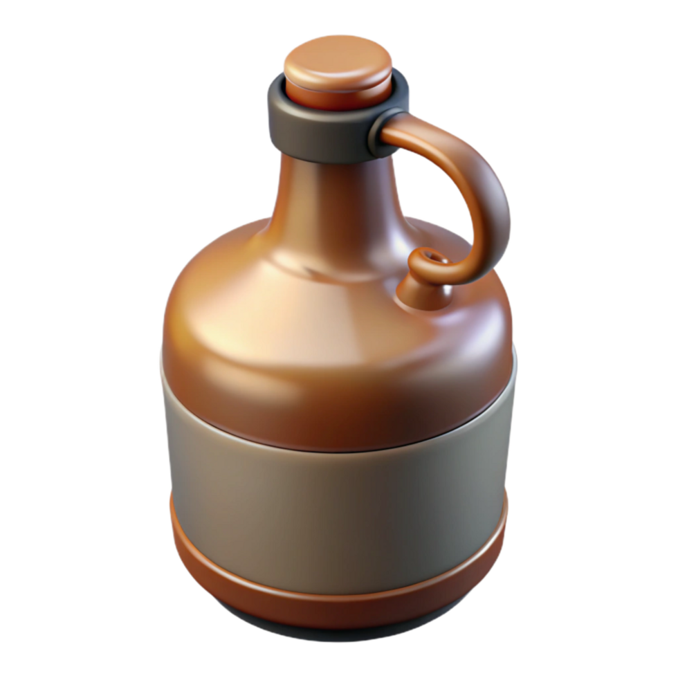 dramatic modern Empty Beer Growler with Black Cap Isolated professional png