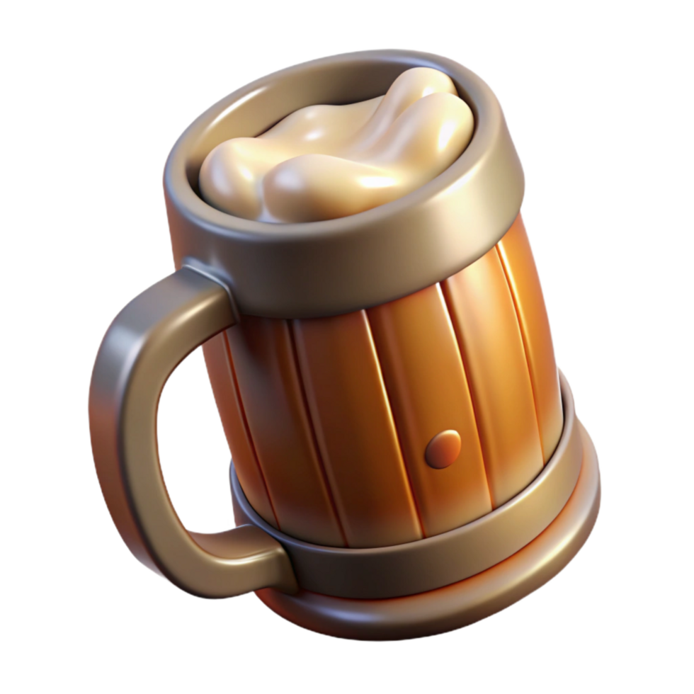 beautiful rustic Empty Beer Mug with Handle Isolated professional png