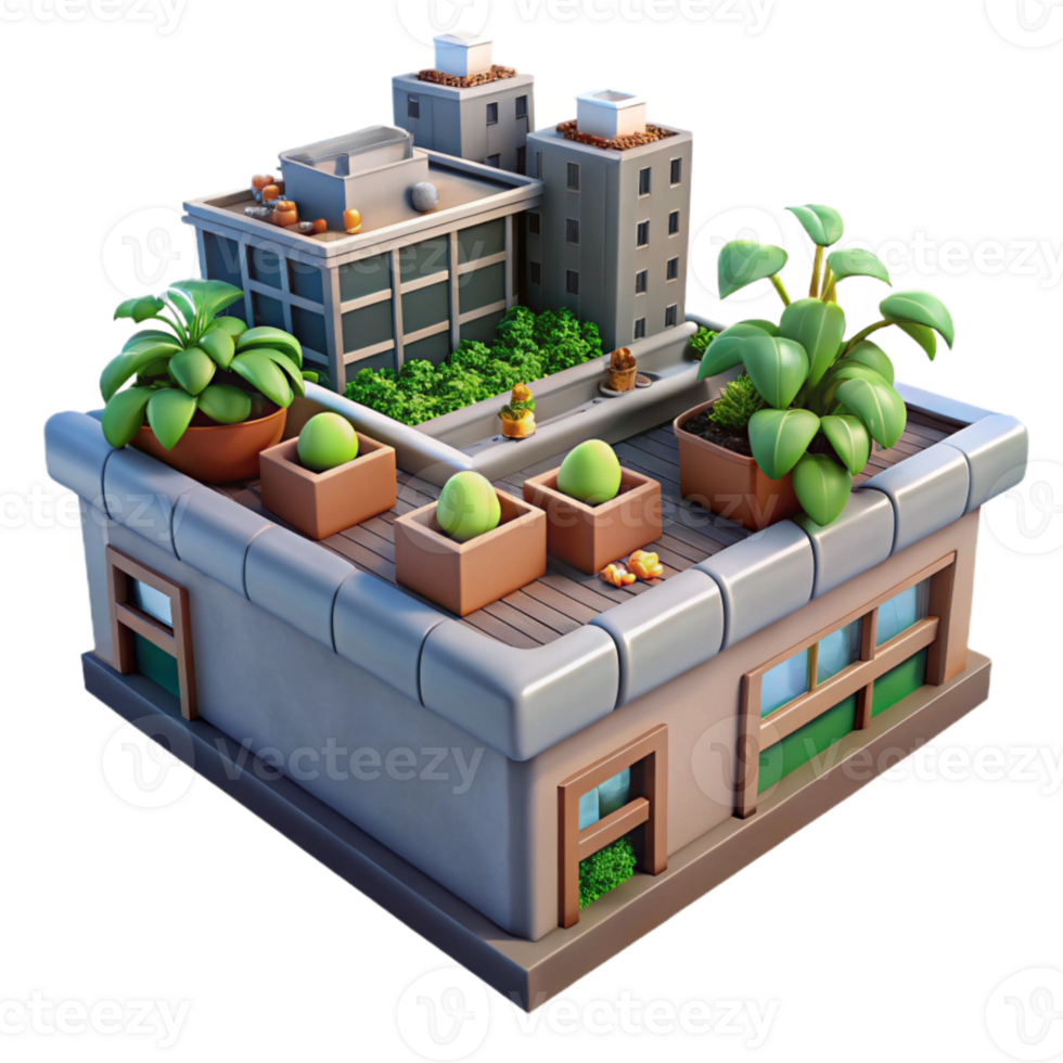 wonderful abstract Urban Rooftop Garden Vegetables Growing Isolated premium png